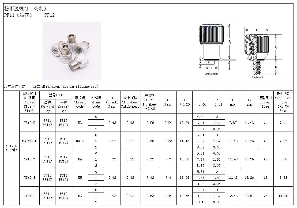 PF11（PF12）松不脱螺钉